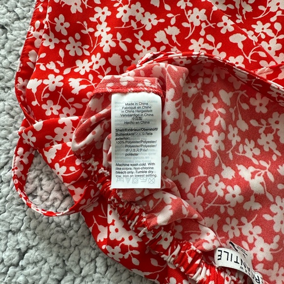 J. Crew floral tie wrap ruffle skirt. Orange with white floral print. Size small - Picture 8 of 15